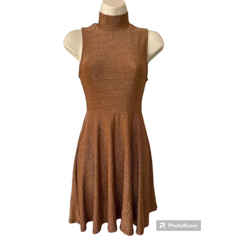Wild Fable Gold Sleeveless Lurex Fit & Flare Dress size medium